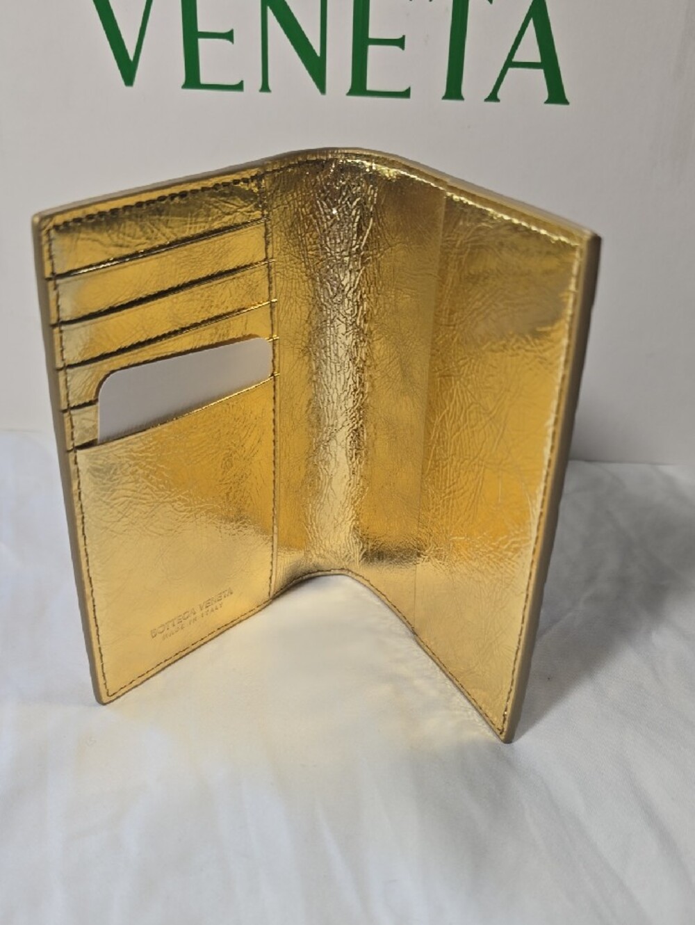Bottega Veneta Metallic Passport Holder - Gold - Picture 3 of 8